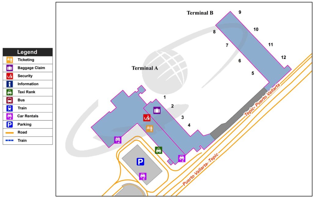 Mapa del Aeropuerto de PVR (Puerto Vallarta)